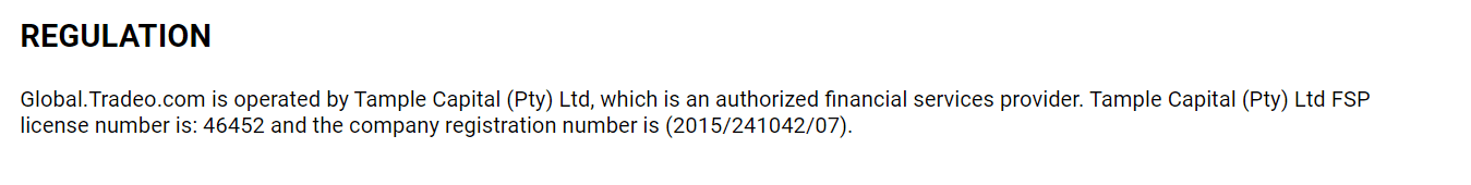 Tradeo FSP Regulation Tradeo FSP Regulation